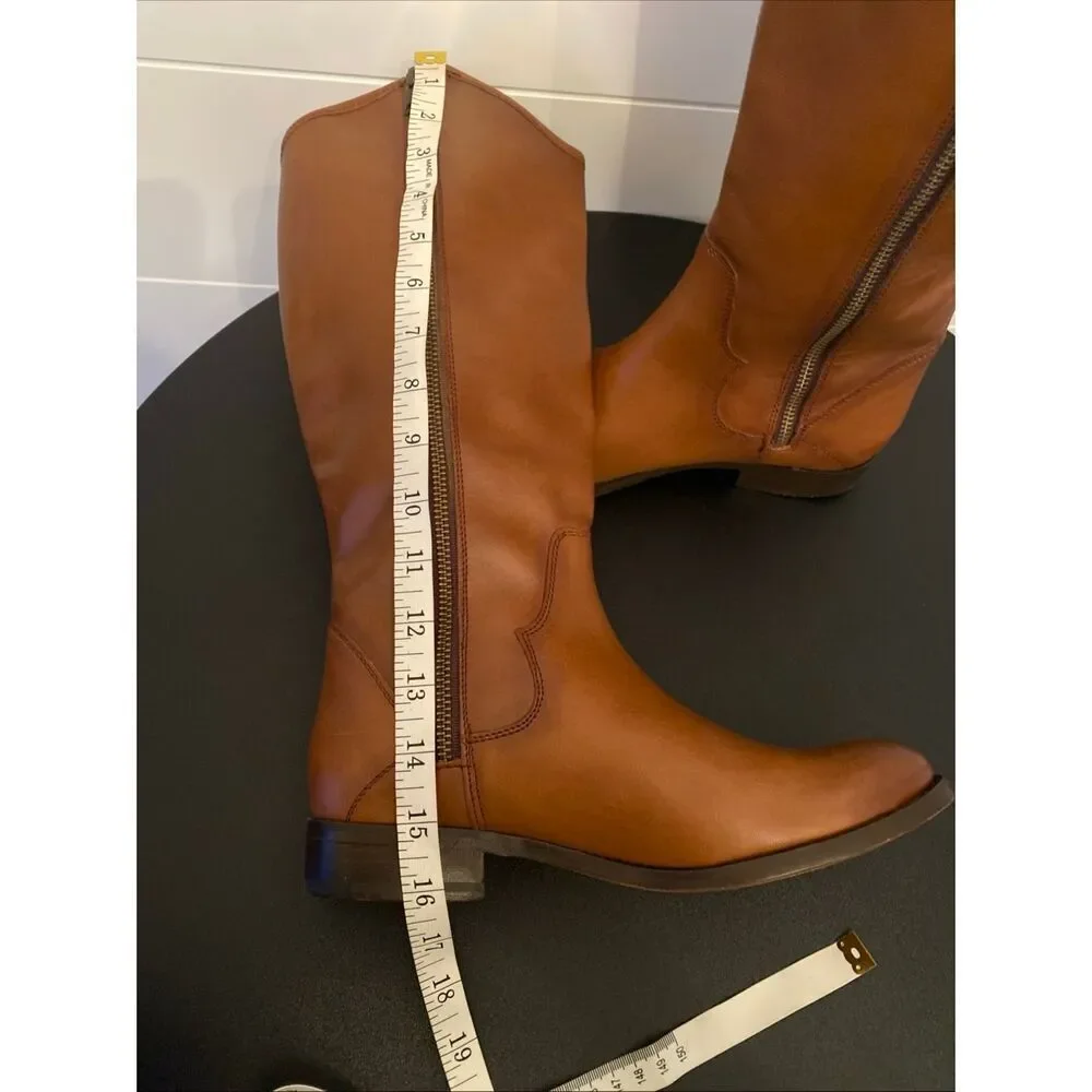 NEW $370 FRYE Marissa Medallion BUTTON MODERNIZIED ZIP BOOT COGNAC 6.5 (ME5) - Picture 9 of 9